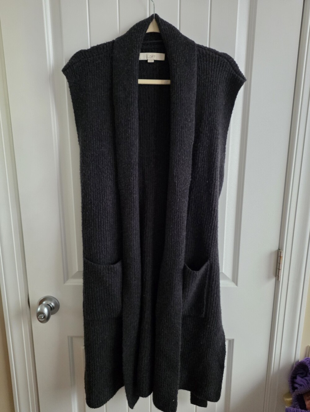 LOFT Sleeveless Knit Open-Front Cardigan Vest Sz Large